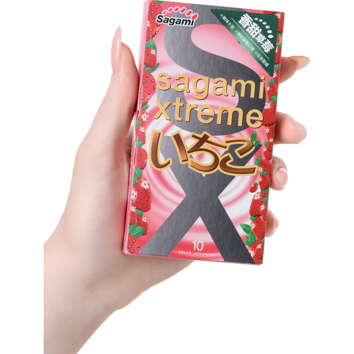 Презервативы Sagami Xtreme Strawberry c ароматом клубники - 10 шт - Sagami Xtreme. Фотография 2.
