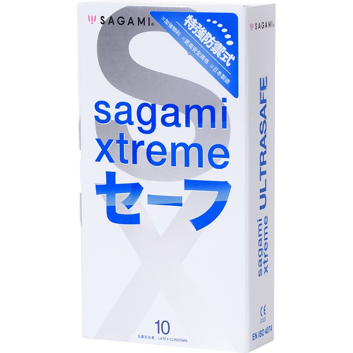 Презервативы Sagami Xtreme Ultrasafe с двойным количеством смазки - 10 шт - Sagami Xtreme