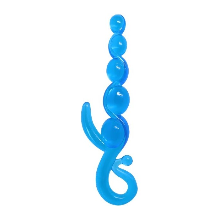 Голубой анальный стимулятор-цепочка - 22 см