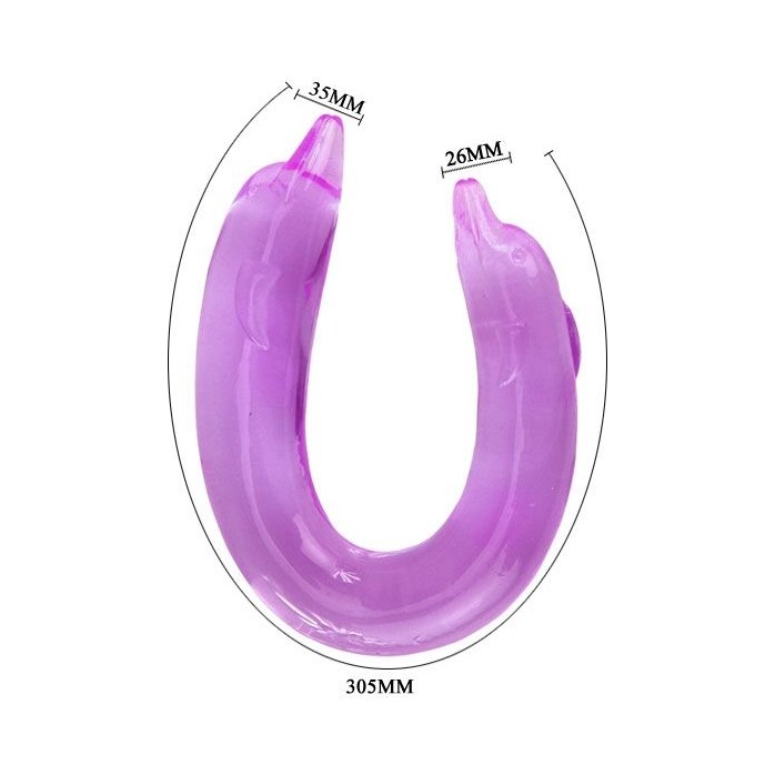 Фиолетовый двойной фаллоимитатор Dolphin - 30,5 см. Фотография 3.