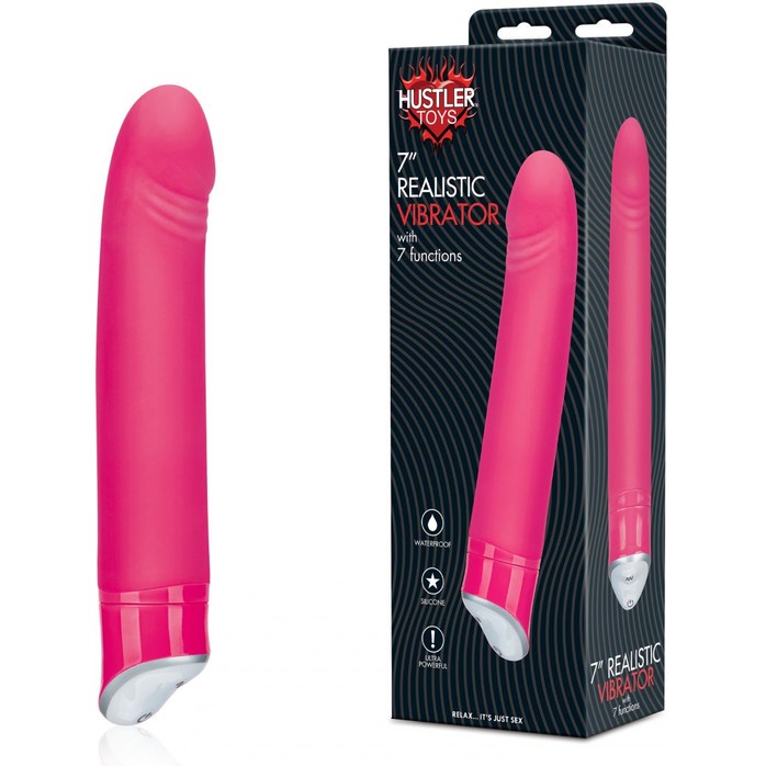 Мощный и большой розовый силиконовый вибратор - 17 см. Фотография 2.