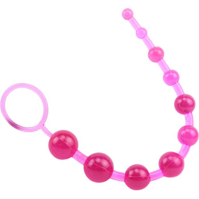 Розовая анальная цепочка с колечком Sassy Anal Beads - 26,7 см - Hi-Basic