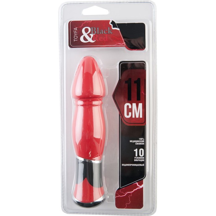 Красный вибратор с заострённой головкой - 11,4 см - Black Red. Фотография 2.