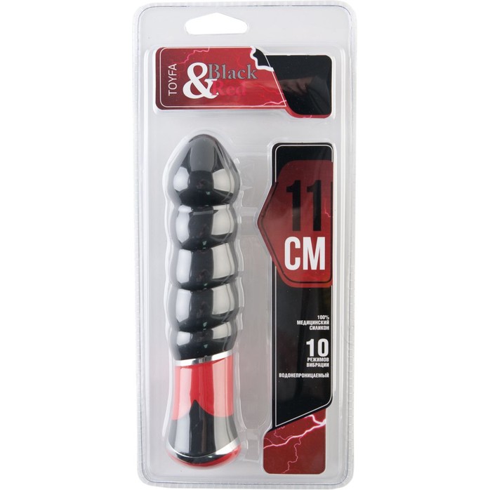 Чёрный вибратор-ёлочка - 11,4 см - Black Red. Фотография 2.