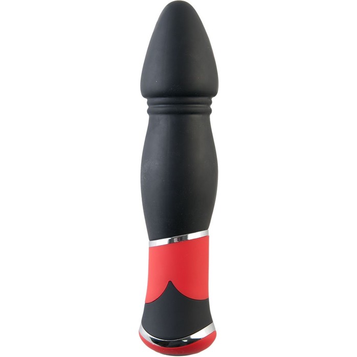 Чёрный вибратор с заострённой головкой - 11,4 см - Black Red