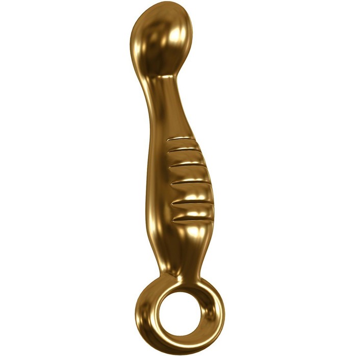 Золотистый фаллоимитатор с крупной головкой для массажа G-точки - 18 см - Icicles Gold Edition