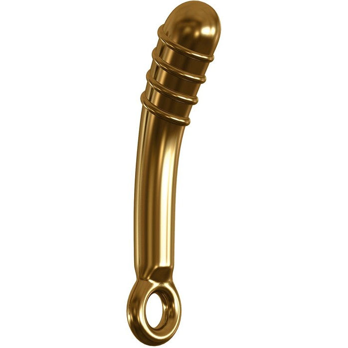 Золотистый вибромассажер из стекла - 18 см - Icicles Gold Edition