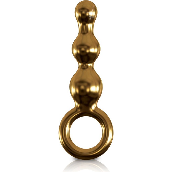 Малая золотистая анальная ёлочка из стекла - 14,7 см - Icicles Gold Edition. Фотография 3.