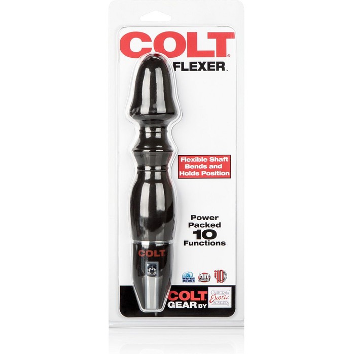 Чёрный рельефный вибромассажер COLT FLEXER - 17 см - Colt. Фотография 2.