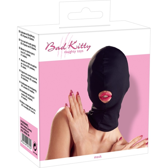 Черная закрытая маска с отверстием для рта - Bad Kitty. Фотография 3.