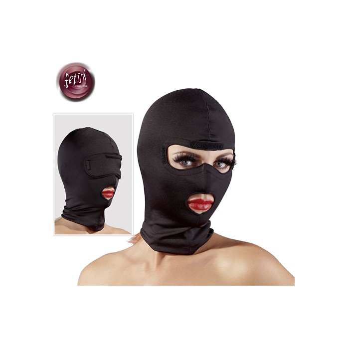Черная маска с разрезами для глаз и лица - Fetish Collection