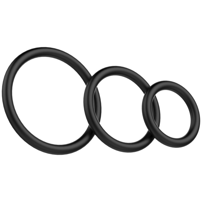 Набор из 3 чёрных колец различного диаметра. Фотография 2.