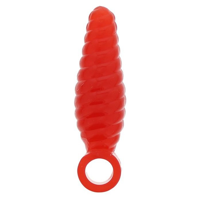 Красная анальная втулка со спиралью и ручкой-кольцом - 8 см - Good Vibes