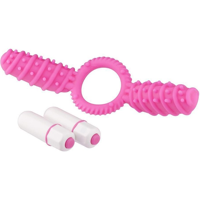 Розовое эрекционное виброкольцо с двумя лепестками - Neon