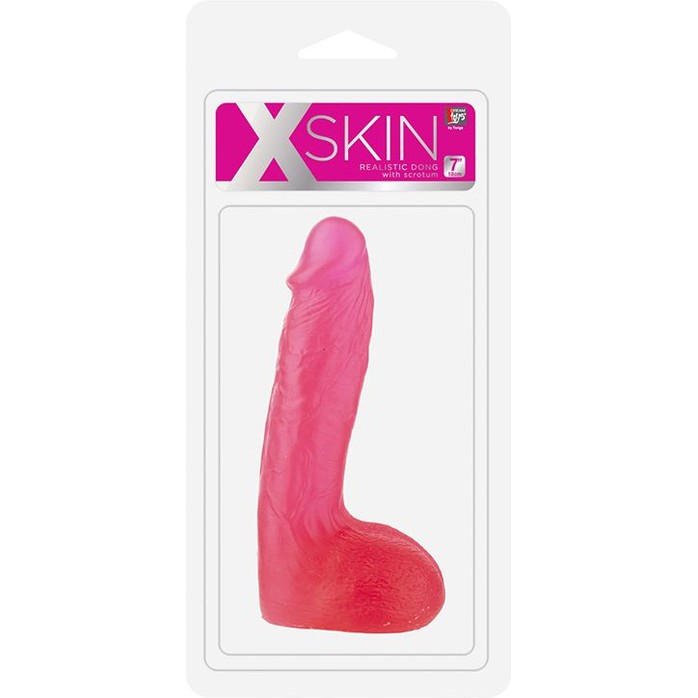 Розовый фаллоимитатор XSKIN 7 PVC DONG - 18 см - X-Skin. Фотография 3.