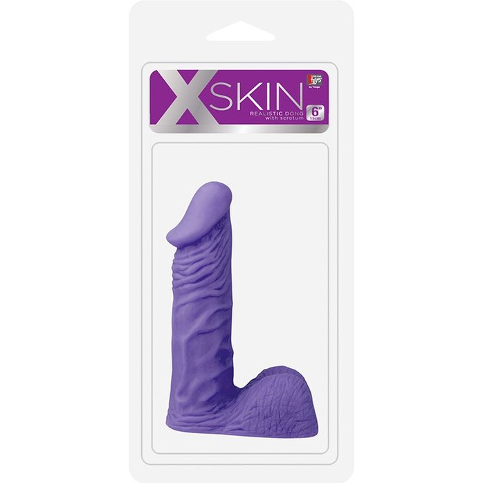 Фиолетовый стимулятор-фаллос XSKIN 6 PVC DONG - 15 см - X-Skin. Фотография 2.