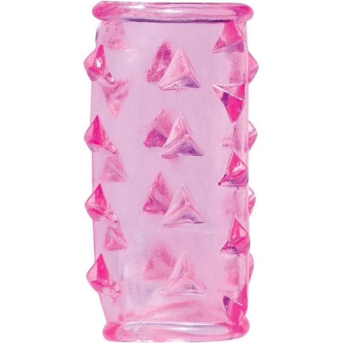 Розовая насадка на пенис с треугольными шипами BASICX TPR SLEEVE - BasicX