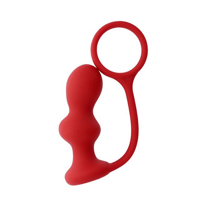 Красная анальная втулка с кольцом MENZSTUFF ASS JACKER - 10 см - MenzStuff
