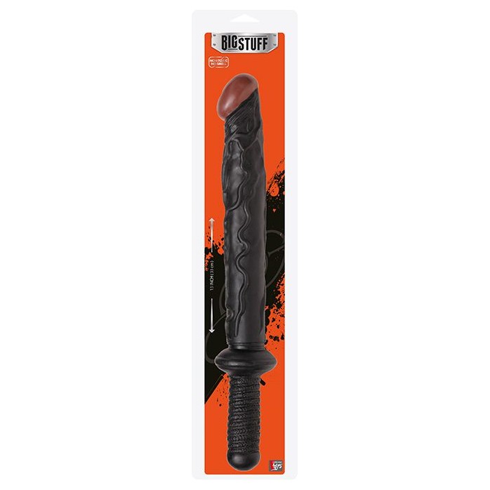 Чёрный фаллоимитатор с ручкой BIGSTUFF DONG WITH HANDLE - 47 см - BigStuff. Фотография 2.
