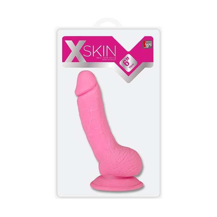 Розовый фаллоимитатор XSKIN 6 TPR DONG PINK - 15 см - X-Skin. Фотография 2.