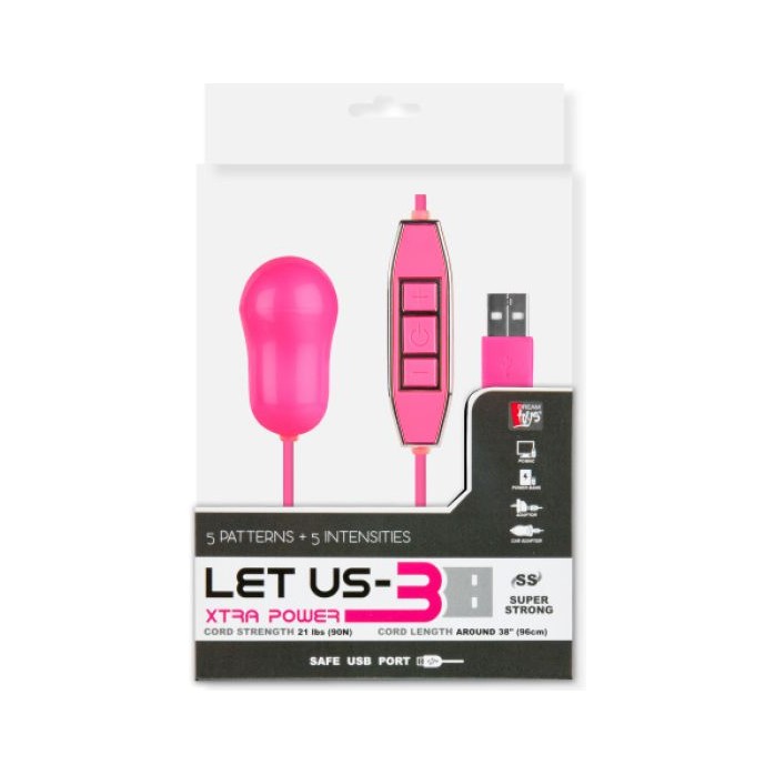 Розовый вибростимулятор с питанием от USB LET US-B 10 RHYTHMS BULLET LARGE PINK - Let Us-b. Фотография 2.