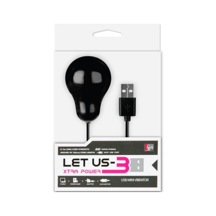 Чёрный вибростимулятор с питанием от USB-порта LET US-B BULLET EXTRA LARGE BLACK - Let Us-b. Фотография 2.