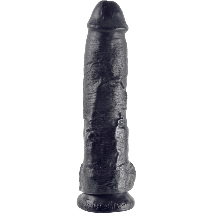 Реалистичный чёрный фаллоимитатор-гигант 10 Cock with Balls - 25,4 см - King Cock. Фотография 2.