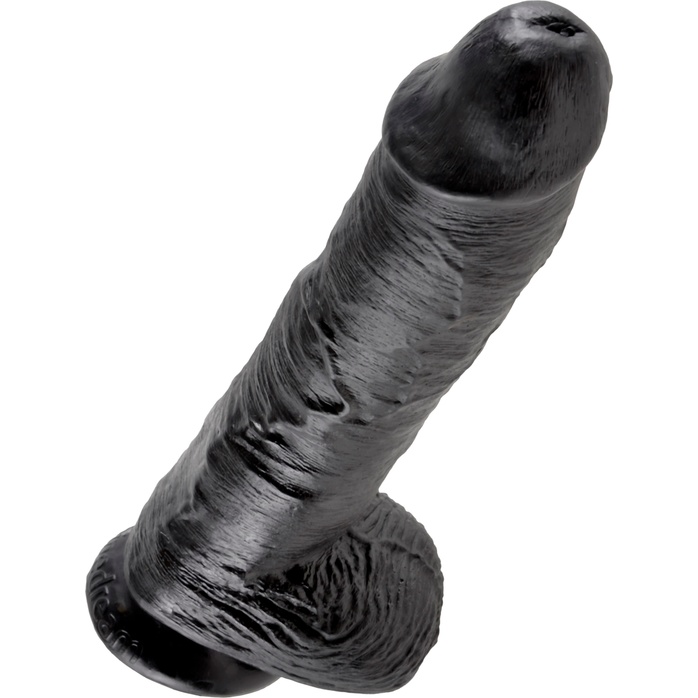 Реалистичный чёрный фаллоимитатор-гигант 10 Cock with Balls - 25,4 см - King Cock. Фотография 3.