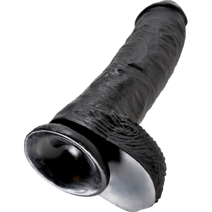 Реалистичный чёрный фаллоимитатор-гигант 10 Cock with Balls - 25,4 см - King Cock. Фотография 4.