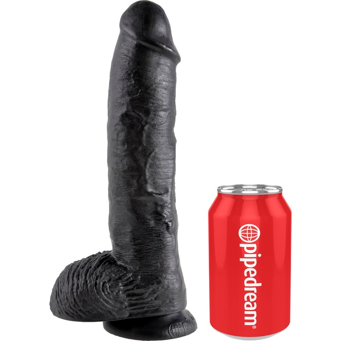 Реалистичный чёрный фаллоимитатор-гигант 10 Cock with Balls - 25,4 см - King Cock. Фотография 6.