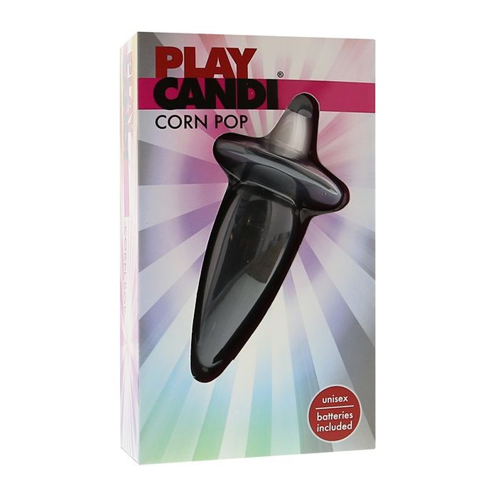 Чёрная силиконовая вибровтулка PLAY CANDI CORN POP BLACK - 8 см - Play Candi. Фотография 2.