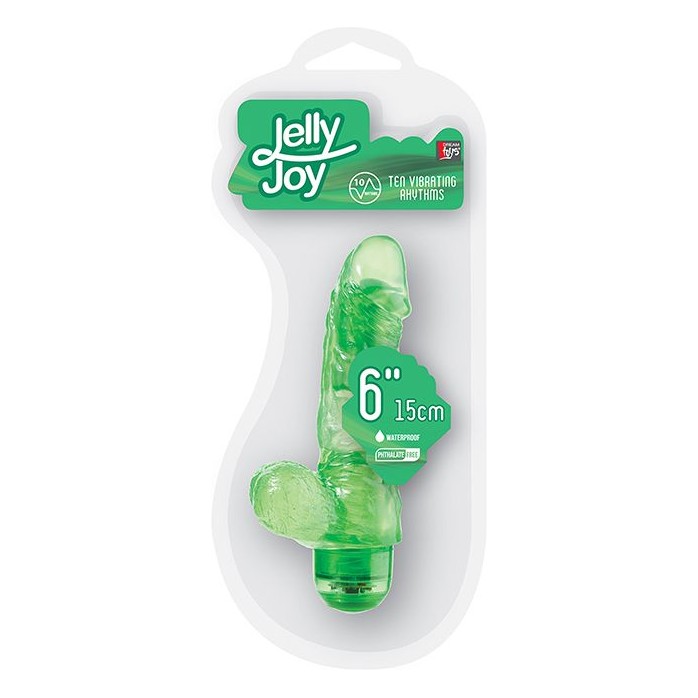 Зелёный гелевый вибраторJELLY JOY 6INCH 10 RHYTHMS GREEN - 15 см - Jelly Joy. Фотография 2.
