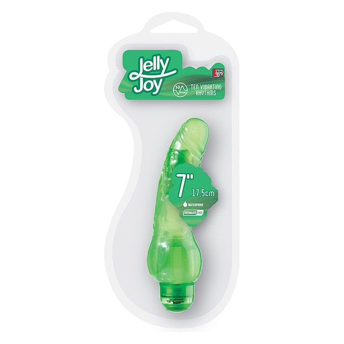 Зелёный гелевый вибратор JELLY JOY 7INCH 10 RHYTHMS GREEN - 17,5 см - Jelly Joy. Фотография 3.