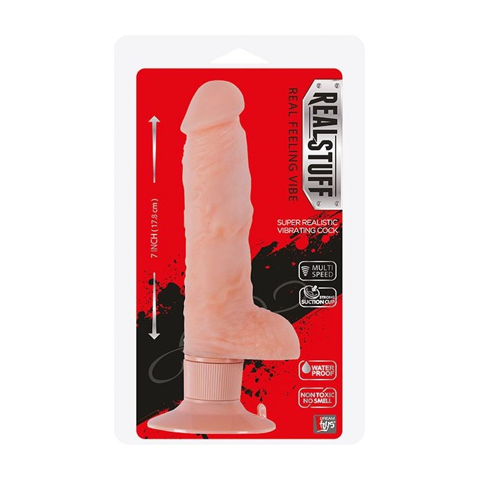 Телесный вибратор-реалистик на присоске REALSTUFF 7INCH VIBRATOR - 17,8 см - RealStuff. Фотография 2.