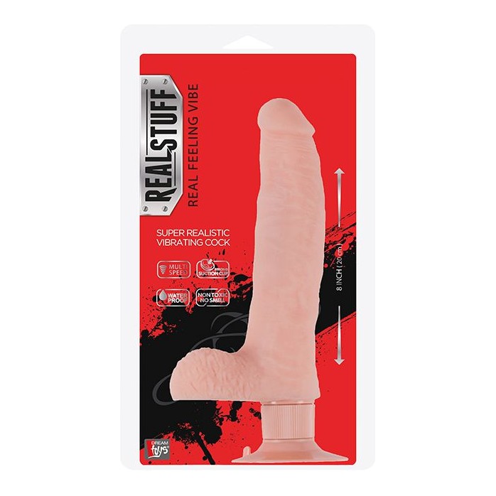 Телесный вибратор на присоске REALSTUFF 8INCH VIBRATOR - 20 см - RealStuff. Фотография 2.