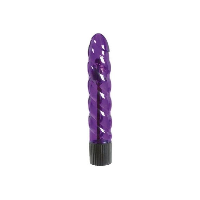 Фиолетовый вибратор со спиралевидным рельефом и 5 режимами вибрации - 20 см - Basics. Фотография 2.