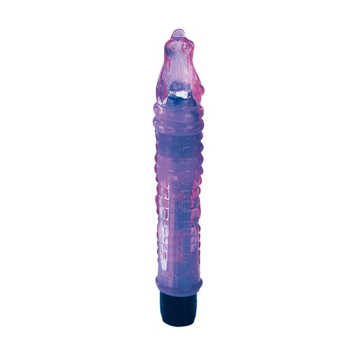 Фиолетовый гелевый вибратор в форме крокодильчика - 19 см