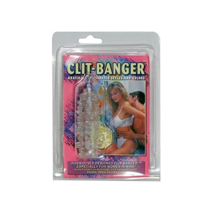 Прозрачная насадка с шипами и клиторальной шишечкой CLIT-BANGER SLEEVE IN CLEAR. Фотография 3.