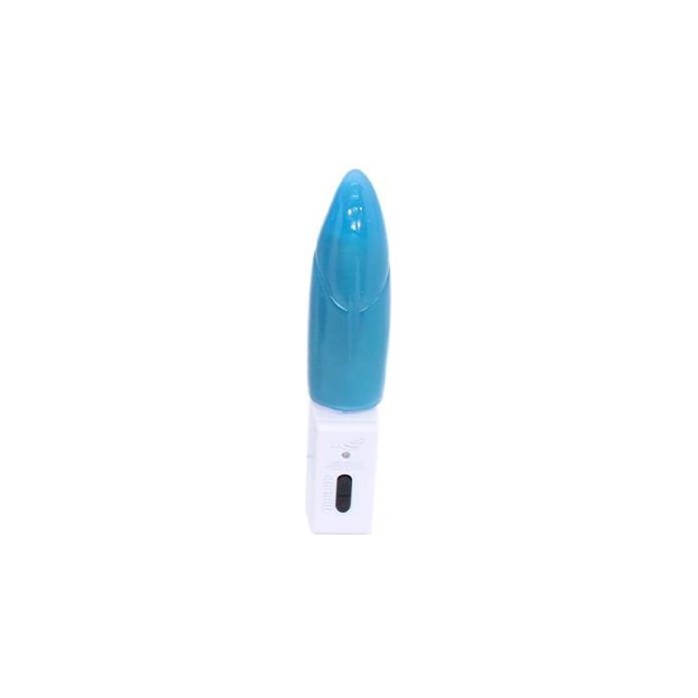 Голубой мини-вибратор с гладкой поверхностью Hungry Morsels - 15 см