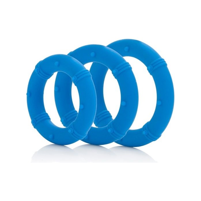 Синий набор Posh Silicone Performance Kits: анальная пробка и 3 эрекционных кольца - Posh. Фотография 6.