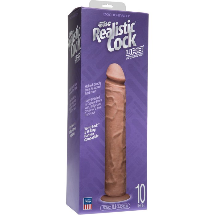 Коричневый фаллоимитатор без мошонки - 27 см - The Realistic Cock. Фотография 3.