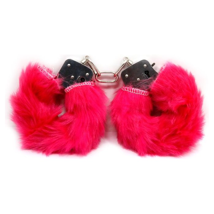 Красные меховые наручники Love с ключиками. Фотография 3.