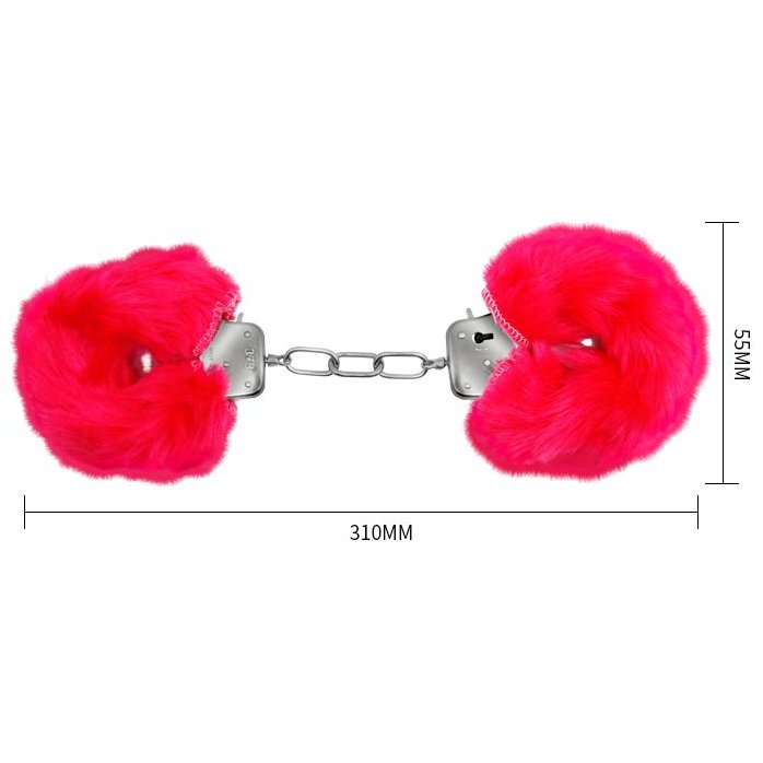 Красные меховые наручники Love с ключиками. Фотография 4.