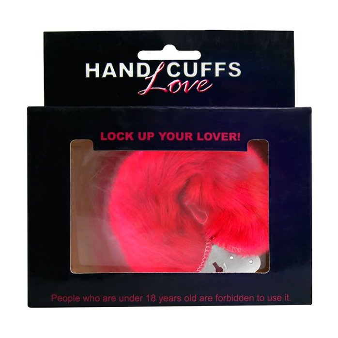 Красные меховые наручники Love с ключиками. Фотография 5.
