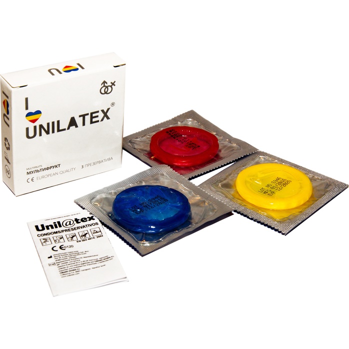 Разноцветные ароматизированные презервативы Unilatex Multifruits - 3 шт. Фотография 2.
