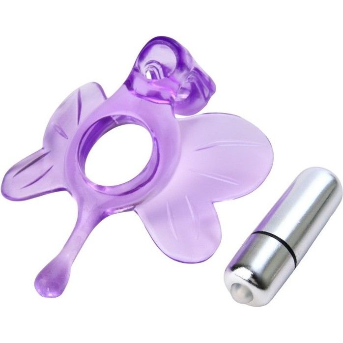 Фиолетовый вибростимулятор на пенис или вибратор. Фотография 3.