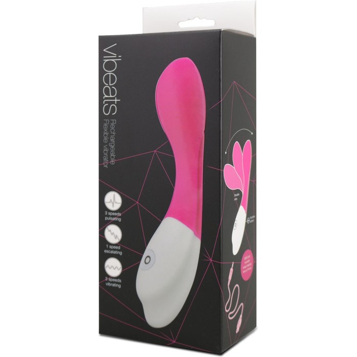 Розовый гнущийся вибромассажёр с 7 режимами вибрации - 20 см. Фотография 4.