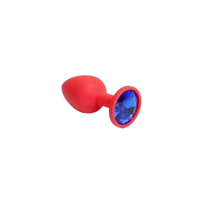 Красная силиконовая пробка с синим стразом - 7,1 см