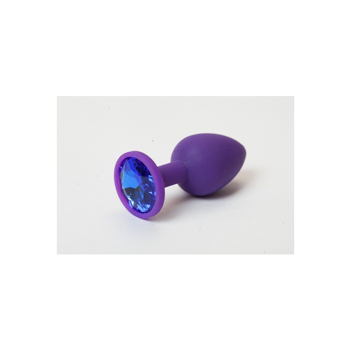 Фиолетовая силиконовая пробка с синим стразом - 7,1 см