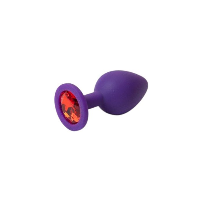 Фиолетовая силиконовая пробка с алым стразом - 8,2 см
